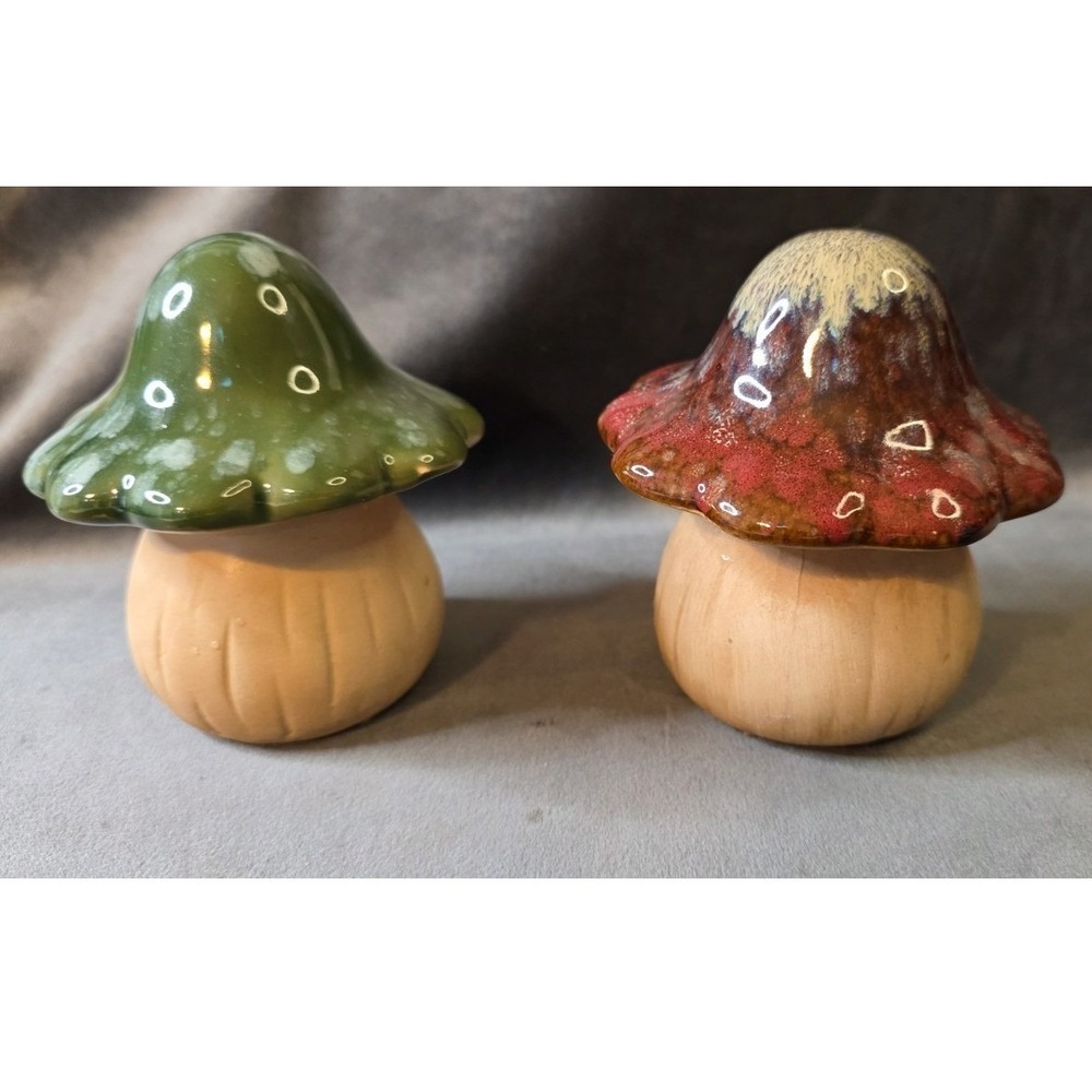 Vintage Ceramic Mushroom Drip Glaze Toadstool Retro Hand Painted (2)